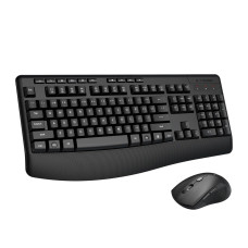 E-YOOSO E-787 Wireless Keyboard and Mouse Combo, 2.4GHz Full Sized Ergonomic Wireless Keyboard with Wrist Rest, 3 DPI Adjustable and 6 Buttons Cordless USB Mouse for Computer, Laptop, PC, Windows (Black)